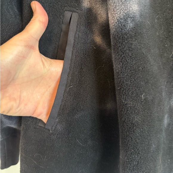 Cozy warm black grey fleece pullover jacket with button collar women's XL - Picture 7 of 8